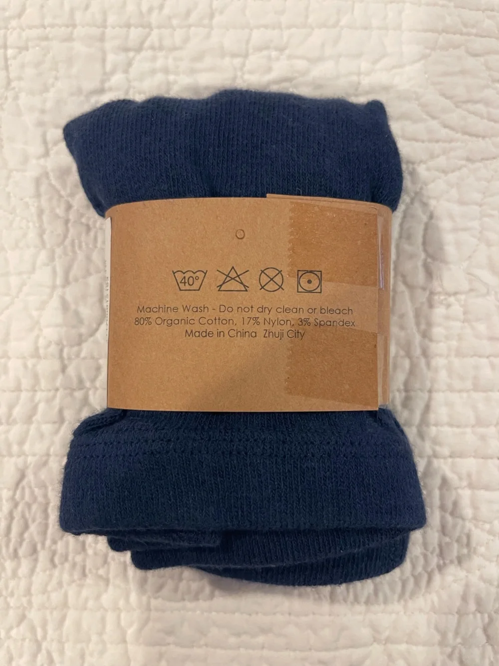 NWT Kate Quinn Organic Cotton Jacquard Navy Baby Footless Tights 18-24m Mushroom